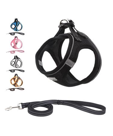 Suredoo dog harness with leash anti -train dishes reflective chest harness for small dogs pets puppies cats (black XXS) XXS black - Buy Online on GoSupps.com
