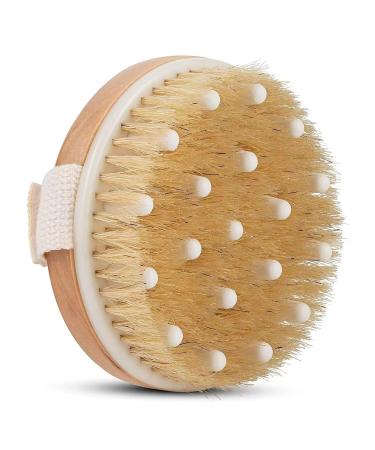 Daailoktau Natural Bristle Dry Body Brush Exfoliating Body Scrubber with Massage Nodules for Dry Skin  Cellulite and Lymphatic Drainage