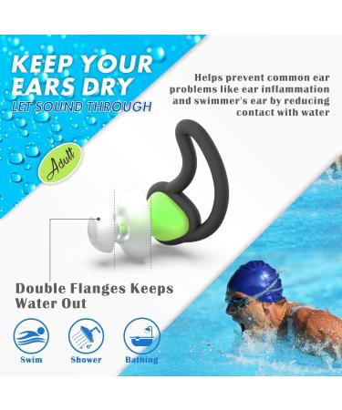 Hearprotek Waterproof Silicone Ear Plugs for Swimming - 2 Pairs for Men, Women, and Juniors - Green - Buy Online on GoSupps.com