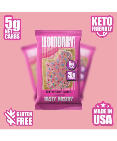 Legendary Foods Birthday Cake Protein Bar | Low Carb, Gluten Free, Keto Friendly | High Protein Snack, No Sugar Added | On-The-Go Breakfast Alternative | 8-Pack - Buy Online on GoSupps.com