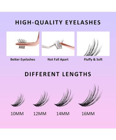 VEYES INC Individual Wispy Lash Clusters Kit - DIY Eyelash Extensions with Tweezer, Bond, and Seal - 12&14mm TP01 Cluster Lashes for Beginners - Buy Online on GoSupps.com
