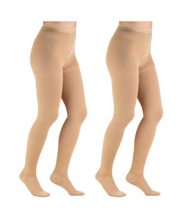 Truform 20-30 mmHg Compression Pantyhose Beige Petite 2 Count Petite (Pack of 2) Beige