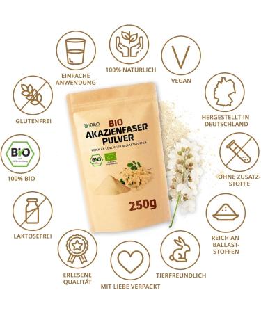 Organic Acacia Fiber Powder 250g | Natural Vegan Soluble Fiber | Well-Tolerated Dietary Fiber | 1 Pack - Buy Online on GoSupps.com