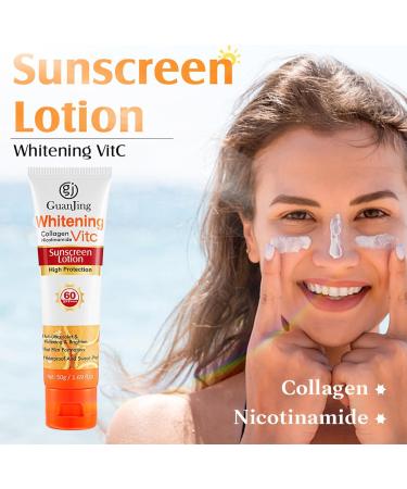 Sunscreen Spf60 Sunscreen Lotion Vitamin C Suncream Sun Block - Outdoor Refreshing UV/UVB Protection Sunscreen Lotion for Face/Body with Collagen & Nicotinamide Face Moisturiser for All Skin Types - Buy Online on GoSupps.com