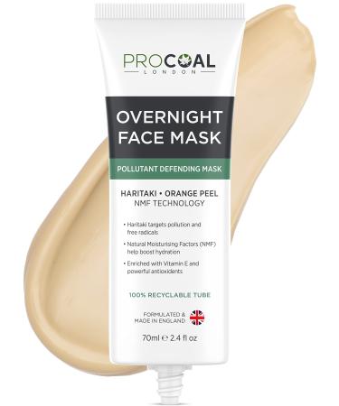 Overnight Face Mask Moisturizing & AntiPollution Sleeping Mask with 70ml from PROCOAL Infused with Haritaki Vitamin E and NMF Ideal for Men and Women Cruelty Free Made in UK