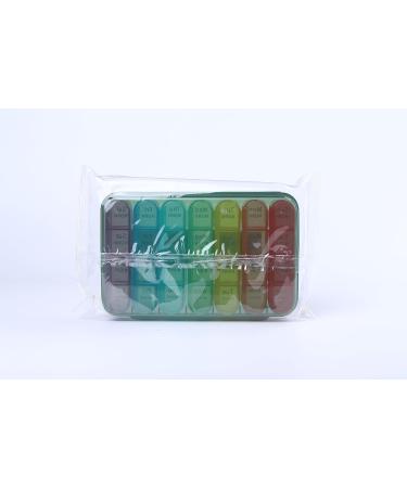 Betife Weekly Pill Box Organizer - 7 Day 4 Compartments Tablet Box - Olive Green - Buy Online on GoSupps.com