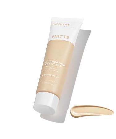Undone Beauty Unfoundation Light Coverage Matte Foundation with Lightweight Formula for Even Skin Tone and Natural Looking Finish - Tea Tree for Oil Absorbing & Blemish Control - Cream Light