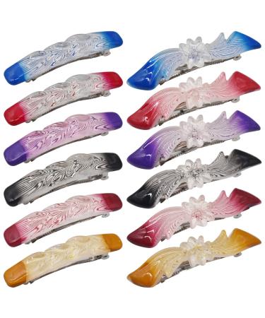 Automatic hair clip xiuyer 12pcs women hair clips tortoita hair clips automatic hairpin rectangle elegant French hair clamp for women hair styling decorative accessories (multicolored)