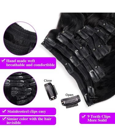 Hair Extensions Clip In Hair Extensions Real Human Hair 8 Pieces 18Clips Glueless Body Wave Hair For Black Women Brazilian Remy Hair Double Wefts Natural Human Hair(26inches 120g) 26inches 120g - Buy Online on GoSupps.com