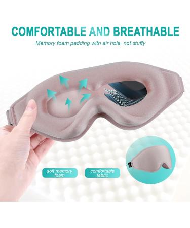Sleep Eye Mask for Men & Women - 3D Zero Eye Pressure 100% Light Blocking Soft Travel Shade - Pink - Buy Online on GoSupps.com