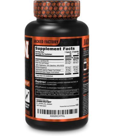 Jacked Factory Burn-XT - Premium Energy and Focus Booster for Men & Women - Acetyl L-Carnitine, Green Tea Extract, Capsimax Cayenne Pepper & More - 30 Natural Veggie Pills - Buy Online on GoSupps.com