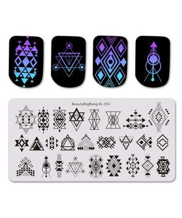 BEAUTYBIGBANG 4Pcs Geometric Nail Stamping Plate Set - Plaids, Stripes, and Shapes Nail Art Design Kit - Buy Online on GoSupps.com
