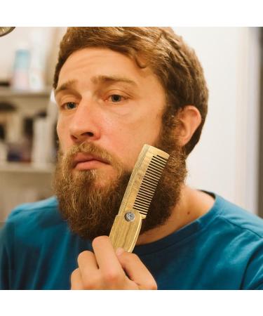 Premium Wood Beard Comb for Men | Foldable Antistatic Mustache & Beard Care | Daily Use Green Cleaning Comb - Buy Online on GoSupps.com