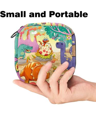 Javenproeqt Portable Women's Binding Bags | Menstrual Cup Pocket & Pads for Teens | Colorful Dinosaur Cartoon Design - Buy Online on GoSupps.com