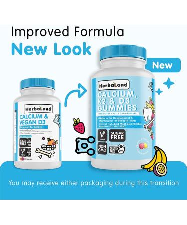 Herbaland Vitamin D3 & Calcium Adult Gummies 60ct - Support Bone Health - Buy Online on GoSupps.com