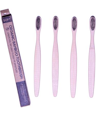 Natureverr Bamboo Toothbrushes - Eco-Friendly Biodegradable 4 Pack with Charcoal Bristles for Daily Use - Buy Online on GoSupps.com