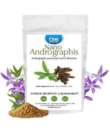 One Planet Nutrition Nano Andrographis Powder 8 oz (227 Servings) - Nano-Particle Size Andrographis Extract - Supports Overall Wellness - Non-GMO Vegan Gluten-Free