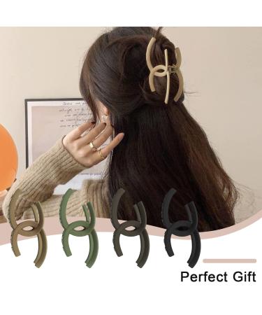 4 Pack Medium Large Hair Claw Clips for Women & Girls - Non-slip Matte Jaw Clips for Thin & Long Hair - Strong Hold Jumbo Claw Clips - Neutral Colors (Black/Green/Brown/Khaki) - Buy Online on GoSupps.com