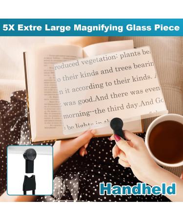5X Hands-Free Magnifying Glass for Neck Wear 6.7" x 9.5" Larger Full Page Magnifying Lens with 10X Foldable Handheld Magnifying Glass for Seniors and Low Vision Person (White) - Buy Online on GoSupps.com