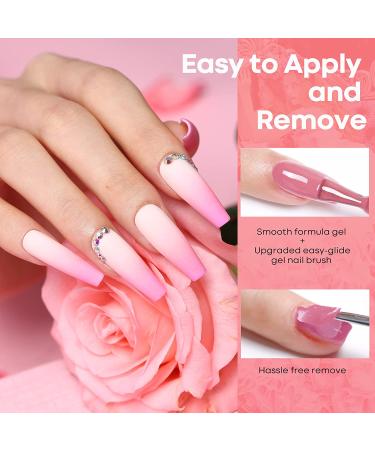 Modelones 24 Pcs Gel Nail Polish Kit - Hot Pink & Glitter Soak Off Gel Set with GlossyMatte Top & Base Coat | Perfect Nail Art Gifts - Buy Online on GoSupps.com