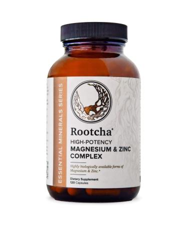 Potent & Pure Magnesium & Zinc Complex - Fully Reacted Magnesium with Chelated Zinc Picolinate - by Rootcha | 120 Capsules