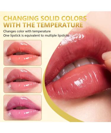 FLLUOUZH 2 PCS Transferproof Color Changing Lipstick Gold Foil for Women Long Lasting Moisturizing Glossy Shine Lip Gloss Deep Nourishment Transparente Gold Crystal Lip Stick - Buy Online on GoSupps.com