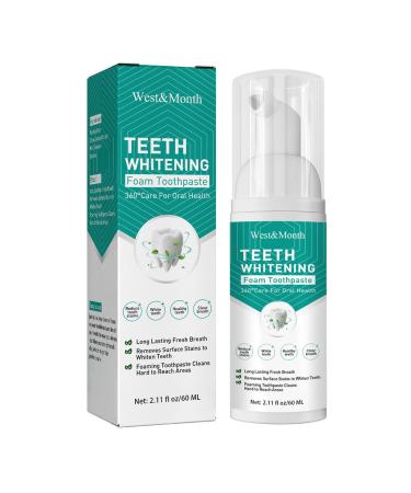 Foam toothpaste fluoride-free toothpaste whitening toothpaste whitening foam toothpaste long-lasting fresh breath oral care toothpaste replacement mouthwater 60ml (1 piece)