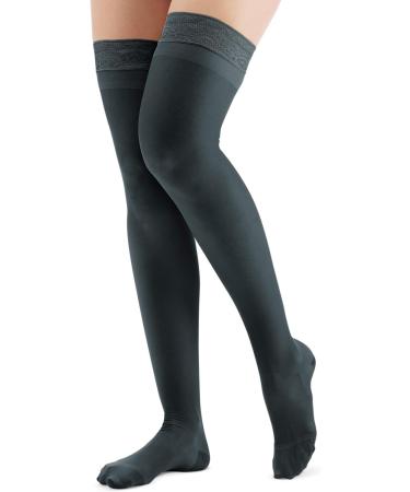 Buy Collections Etc Thigh High Compression Stockings - Firm 20-30 mmHG Closed Toe Black Large - Made in USA | International Shipping Available - Buy Online on GoSupps.com