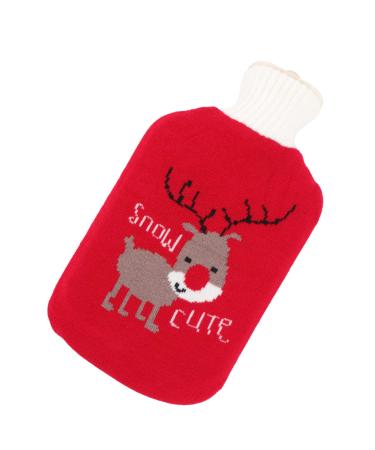 Valiclud heat bottle - warm -up bag hand warmer with a knitting cover Christmas heat bottle for pain relief neck and shoulders Foot warmers Heat and cold therapy (water bottle included) Elch