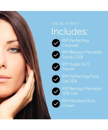 Rachel Moayer Perfecting Skincare Kit for Normal to Dry Skin Featuring Cleanser 2.5% Benzoyl Peroxide Scrub Vitamin C Serum 12% Face Cream 10% Acne Care Gel Recovery Acne Care & Anti Aging Set - Buy Online on GoSupps.com