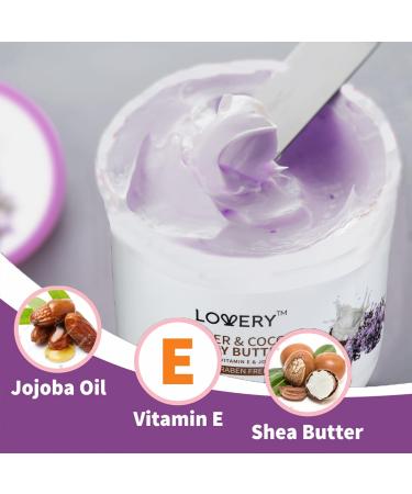 LOVERY Lavender & Coconut Body Butter - 6oz Ultra-Hydrating Shea Cream with Jojoba Oil & Vitamin E - Natural Moisturizer for All Skin Types - International Shipping Available - Buy Online on GoSupps.com