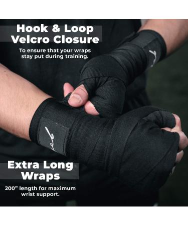 Gold BJJ Extra Long Mexican Style Boxing Hand Wraps - Black (1 Pair) - Buy Online on GoSupps.com