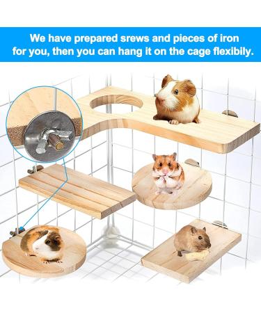 Shop Wangdu 5-Piece Hamster Accessories Set - Natural Wood Toys for Hamsters Guinea Pigs & Mice | DIY Cage Decor & Bird Seating Platform - Buy Online on GoSupps.com