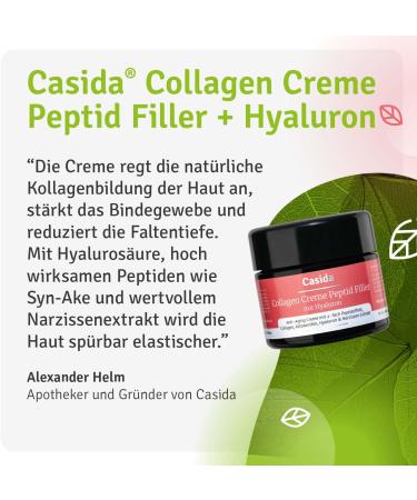 Casida - Collagen Peptide Filler Cream with Hyaluronic Acid - moisturizer with anti-aging peptide Hyaluronic Acid Syn-Ake and Hookah Extract - drugstore quality - 50ml - Buy Online on GoSupps.com