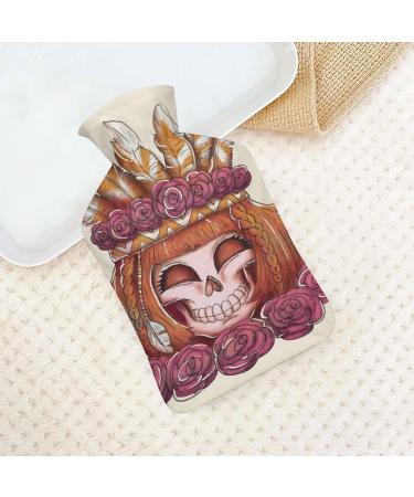 Feather Skull Hot Water Bottle with Plush Cover - Ideal Bed Warmer for Adults & Children (26.5x15.3cm) - International Shipping Available - Buy Online on GoSupps.com
