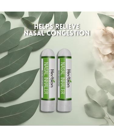 HERBION Naturals Nasal Inhaler Natural Relief for Nasal Congestion & Sinus Pressure Non-Medicated Sticks with Essential Oils Menthol Eucalyptus Clove Soothing Vapor Easy Breathing Pack of 2 2 Count (Pack of 1) - Buy Online on GoSupps.com