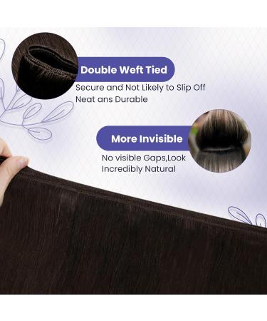 LAAVOO Dark Brown Sew-In Hair Extensions - 100g Remy Human Hair 50cm #4 - Buy Online on GoSupps.com