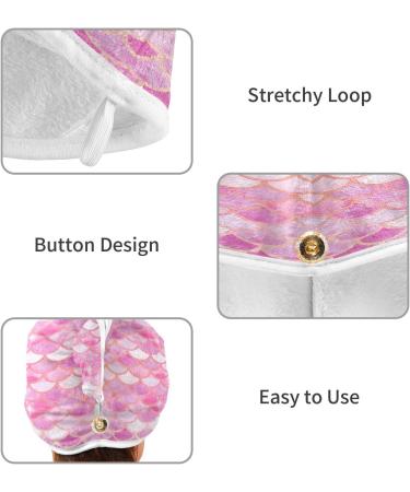 Pink Mermaid Scales Dry Hair Cap & Towel Set - Quick Drying Super Absorbent Soft Comfort - Buy Online on GoSupps.com