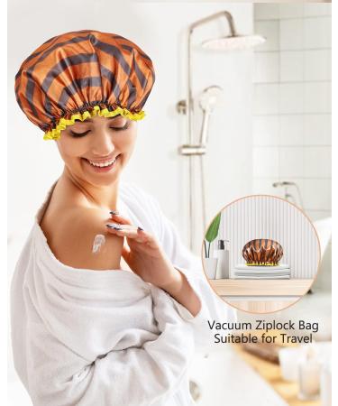 Oversized Waterproof Shower Cap for Men and Women | Reusable X-Large Golden Stripes Fashionable Cap by mikimini - 1 Pack - Buy Online on GoSupps.com