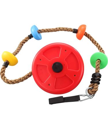 TURFEE Kids Tree Swing - Single Disk 6 Ft Climbing Rope with Carabiner & Tree Strap - Multi-Colored Disc Swing Seat for Playground - Buy Online on GoSupps.com