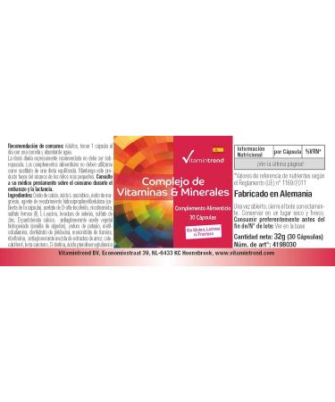 Vitamin trend Vitamin & Mineral Complex 30 capsules multivitamin preparation in safe dosage Bioavailable Supplements from Germany Vitamintrend - Buy Online on GoSupps.com