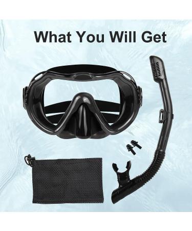 PIYAZI Adult Snorkeling Gear Set | Panoramic View Mask & Dry Top Snorkel | Anti-Fog Tempered Glass | Oceanic Snorkel Mask with Travel Bag & Ear Plug | Ideal for Snorkeling & Scuba Diving - Buy Online on GoSupps.com