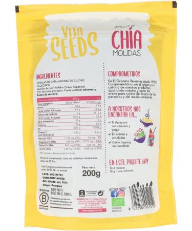 EL GRANERO INTEGRAL Vitaseeds Chia Milled Organic 200g - Buy Online on GoSupps.com