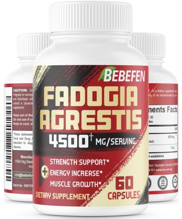 BEBEFEN Fadogia Agrestis 4500mg- Strength Drive Athletic Performance & Muscle Mass - Gluten Free Non-GMO Vegan Capsules