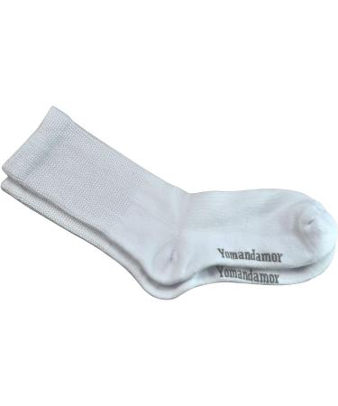 Yomandamor Women's Non-Binding Cotton Crew Diabetic Socks - 5 Pairs White - Buy Online on GoSupps.com