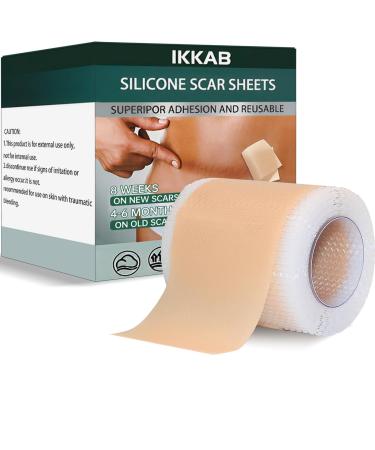 Silicone Scar Sheets Silicone Scar Tape for Surgical Scars Reusable and Effective Scar Removal Sheets for Surgical Scars Healing Keloid C-Section Tummy Tuck(1.6" x 60" Roll)