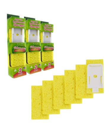 Arrow Dish Wand Sponge Refills, 6 Pack - Replacement Sponge Heads for Dish Wand, Made in the USA - Ideal for Quick, Convenient Cleaning - Easy to Refill, Built-In Scrubber, Ideal for Dishes and Pans