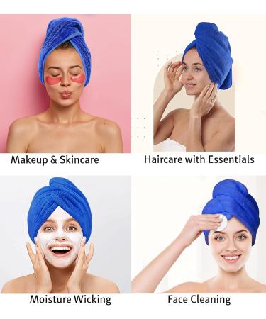Brooklyn Linen Hair Towel Wrap 11x25 Inch - Turban Head Terry Hair Cap for Curly Hair - Royal Blue - Buy Online on GoSupps.com