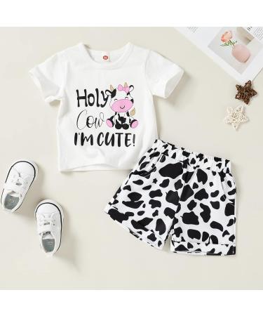 YOUNGER TREE Toddler Baby Girls Watermelon T-shirt + Linen Shorts Set | Cute Cow Print | 4 Years - Buy Online on GoSupps.com