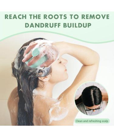 Hience Scalp Massage Brush Set - 2 Pcs Hair Growth & Anti-Dandruff Shampoo Brush | Eco-Friendly Wheat Straw & Soft Silicone Bristles | Mint Green & Beige - Buy Online on GoSupps.com